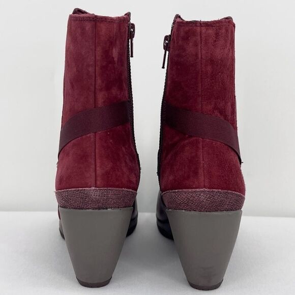 Merrell Evera Fade Wine Burgundy Suede Leather Zip Block Heel Ankle Booties 7.5 - Picture 5 of 12